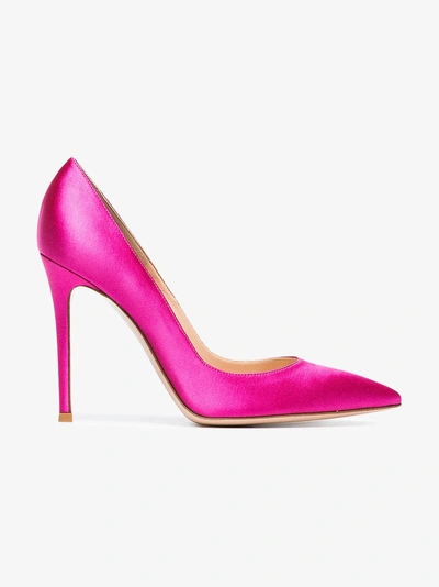 Shop Gianvito Rossi Pink Satin 105 Pumps In Pink&purple