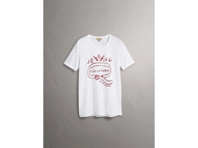 Shop Burberry Castleford Print Cotton T-shirt In White