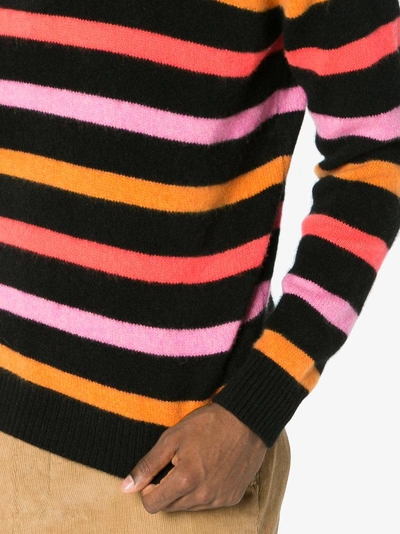 Shop The Elder Statesman Striped Cashmere Jumper In Black