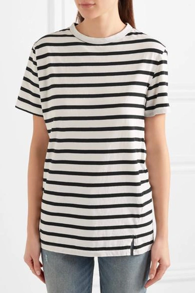 Shop Bassike Striped Cotton-jersey T-shirt In Black