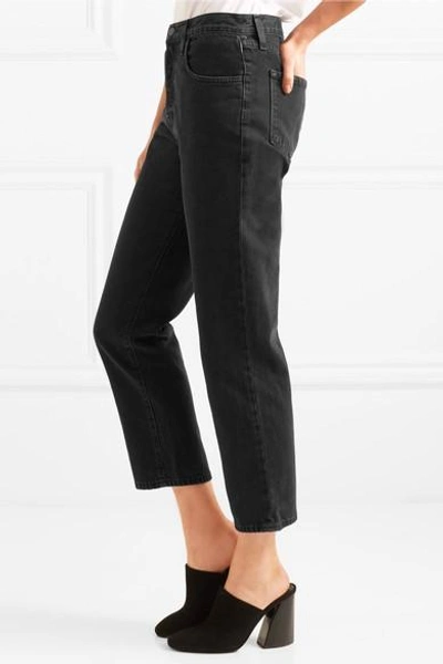 Shop J Brand Wynne High-rise Cropped Straight-leg Jeans In Black