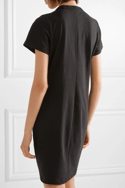 Shop Alexander Wang T Gathered Stretch-cotton Jersey Mini Dress In Black