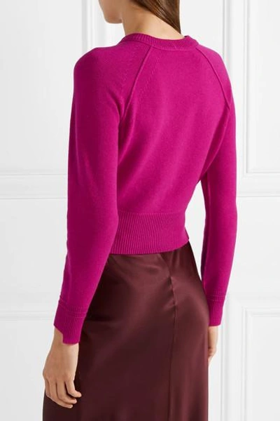 Shop Helmut Lang Cropped Cashmere Sweater In Magenta