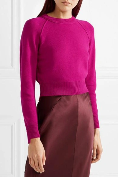 Shop Helmut Lang Cropped Cashmere Sweater In Magenta