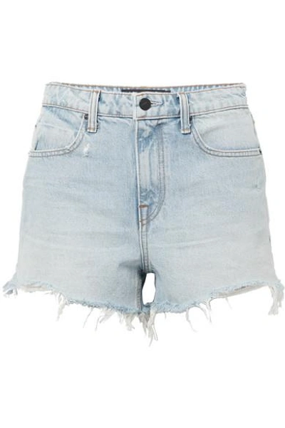 Shop Alexander Wang Bite Frayed Denim Shorts In Light Denim