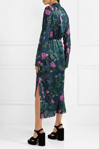 Shop Borgo De Nor Kati Printed Cotton And Silk-blend Satin Maxi Dress In Purple