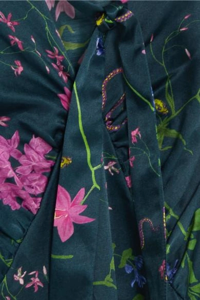 Shop Borgo De Nor Kati Printed Cotton And Silk-blend Satin Maxi Dress In Purple