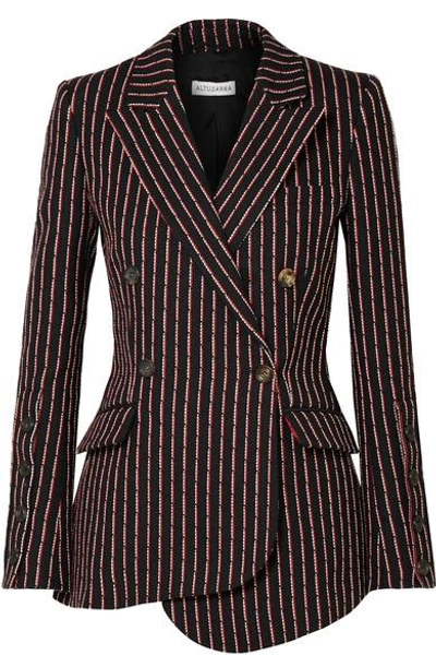 Shop Altuzarra Wall Pinstriped Cotton-blend Blazer In Black