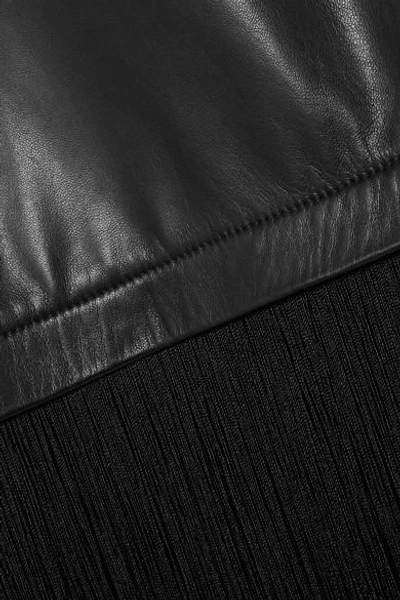 Shop Helmut Lang Fringed Leather Mini Skirt In Black