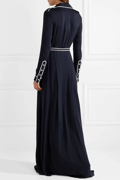 Shop Gabriela Hearst Lempicka Pleated Silk-twill Maxi Dress In Navy