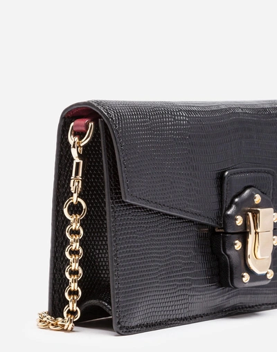 Shop Dolce & Gabbana Mini Leather Lucia Bag In Black