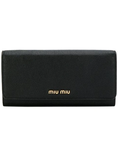 Shop Miu Miu Long Continental Wallet In Black