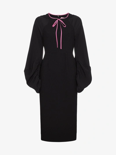 Shop Roksanda Blouson Sleeve Midi Dress In Black