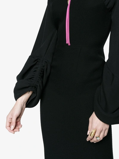 Shop Roksanda Blouson Sleeve Midi Dress In Black