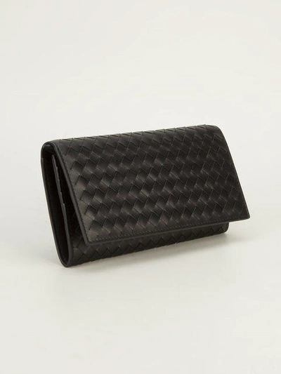 Shop Bottega Veneta Intrecciato Weave Continental Wallet In Black