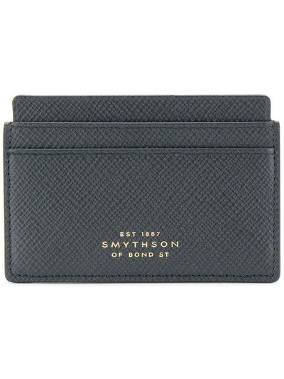 Shop Smythson Embossed Logo Cardholder - Blue