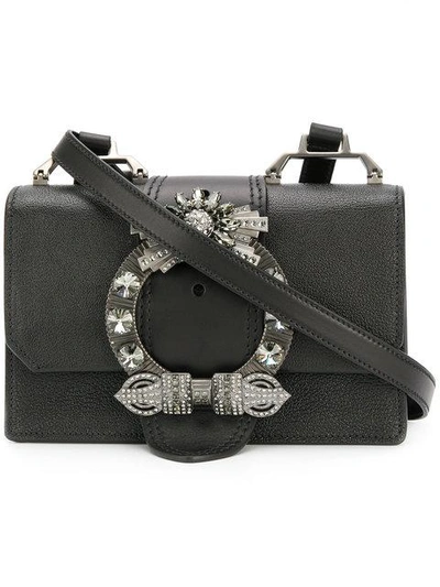 Shop Miu Miu Crystal-embellished Shoulder Bag - Black