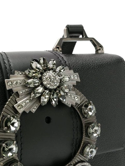 Shop Miu Miu Crystal-embellished Shoulder Bag - Black