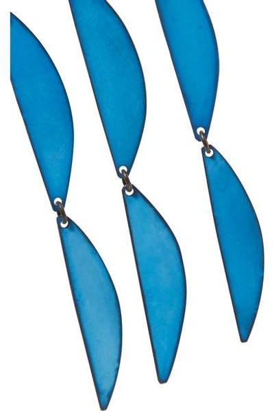 Shop Annie Costello Brown Rain Oxidized Earrings In Blue