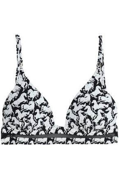 Shop Stella Mccartney Woman Printed Plunge Bikini Top Black