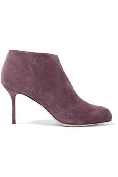 Shop Sergio Rossi Woman Madame Suede Ankle Boots Grape