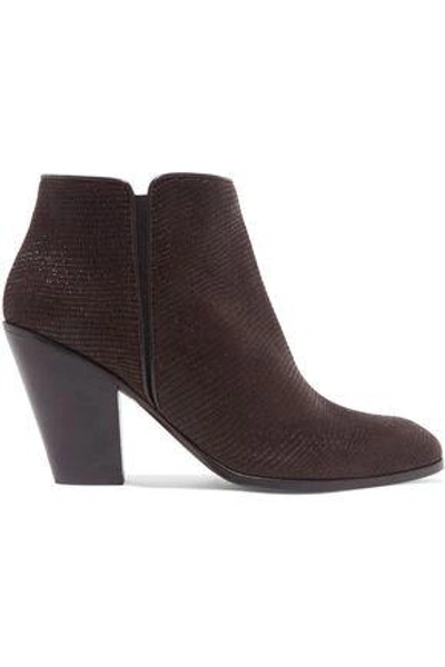 Shop Giuseppe Zanotti Woman Lizard-effect Leather Ankle Boots Brown