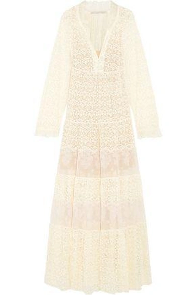 Shop Stella Mccartney Woman Erika Cotton-blend Lace Maxi Dress Ecru