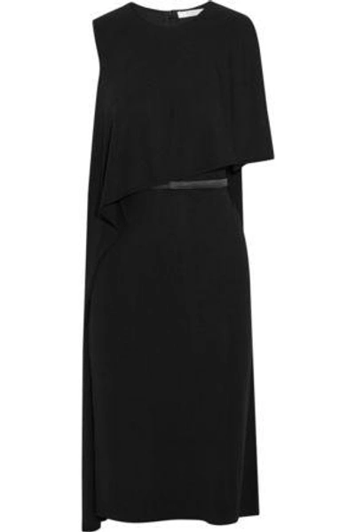 Shop Givenchy Woman Belted Draped Dress In Stretch-crepe Black