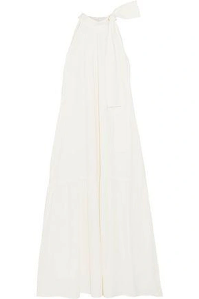 Shop Apiece Apart Solazure Bow-embellished Cotton Maxi Dress In White