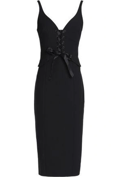 Shop Cinq À Sept Woman Lace-up Crepe Midi Dress Black