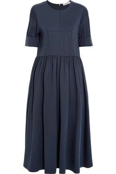 Shop Jil Sander Woman Cotton-blend Jersey Midi Dress Navy