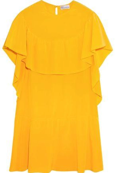 Red Valentino Redvalentino Woman Ruffled Silk Mini Dress Bright Yellow In Bright Yellow