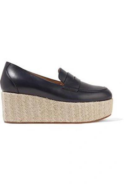 Shop Gabriela Hearst Woman Brucco Leather Platform Loafers Navy