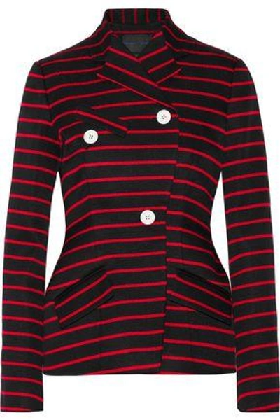 Shop Proenza Schouler Woman Striped Cotton And Wool-blend Jacquard Blazer Black