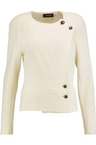Shop Isabel Marant Woman Lawrie Wrap-effect Wool Jacket Ecru