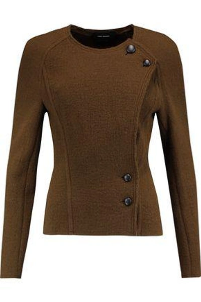 Shop Isabel Marant Woman Lawrie Wrap-effect Wool Jacket Army Green