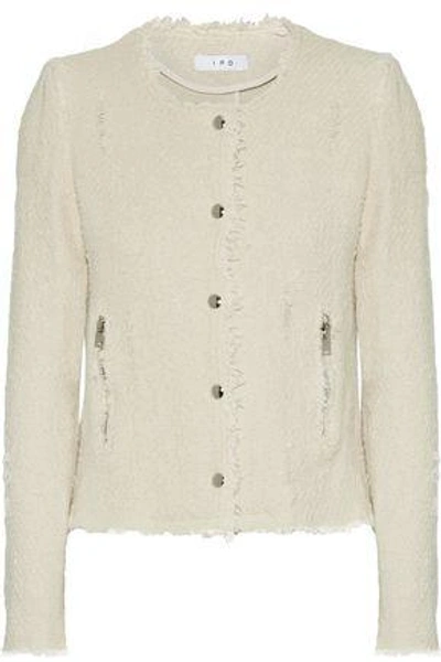Shop Iro Woman Frayed Cotton-tweed Jacket Ecru