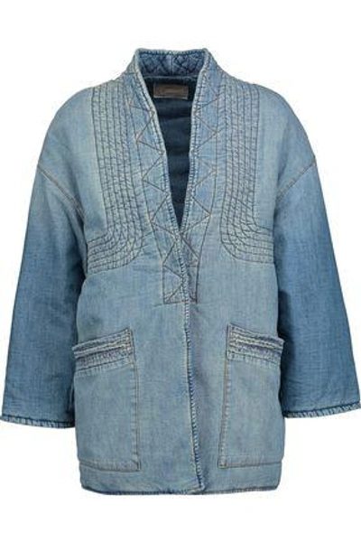 CURRENT ELLIOTT WOMAN THE KIMONO EMBROIDERED QUILTED DENIM JACKET LIGHT DENIM GB 1071994536489050