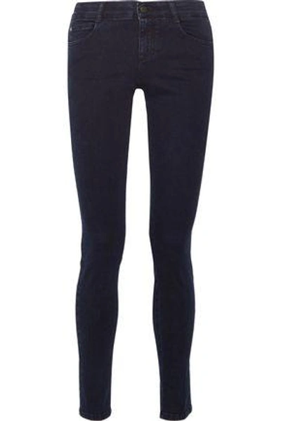 Shop Stella Mccartney Woman Mid-rise Skinny Jeans Dark Denim