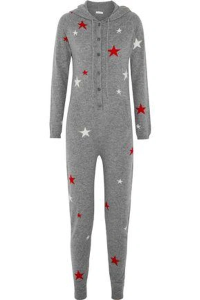 Shop Chinti & Parker Woman Hooded Star-intarsia Cashmere Jumpsuit Gray