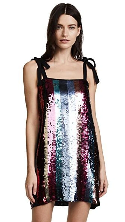 Tanya Taylor Erykah Sequin-striped Mini Dress In Sunset | ModeSens