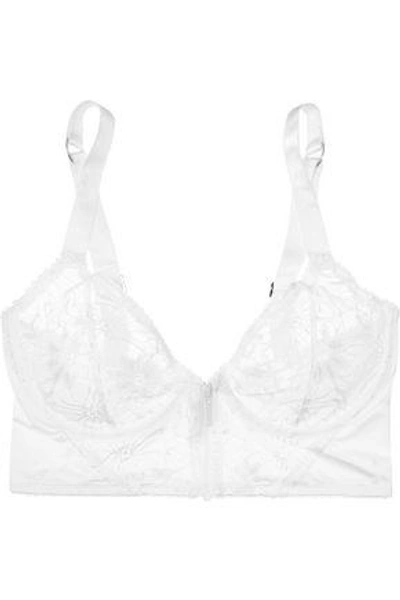Shop Lonely Woman Lilith Lace And Stretch-satin Underwired Push-up Bra White
