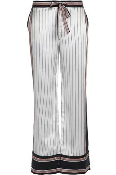 Shop Equipment Woman + Kate Moss Avery Striped Silk Wide-leg Pants Ecru In Pink