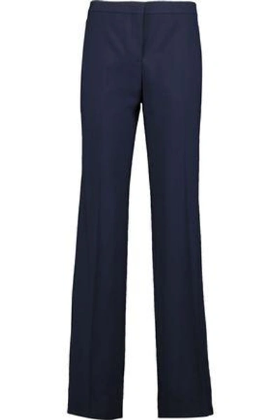 Shop Diane Von Furstenberg Woman Katara Wool Wide-leg Pants Navy