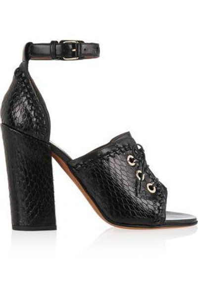 Shop Givenchy Woman Nekka Elaphe And Leather Sandals Black