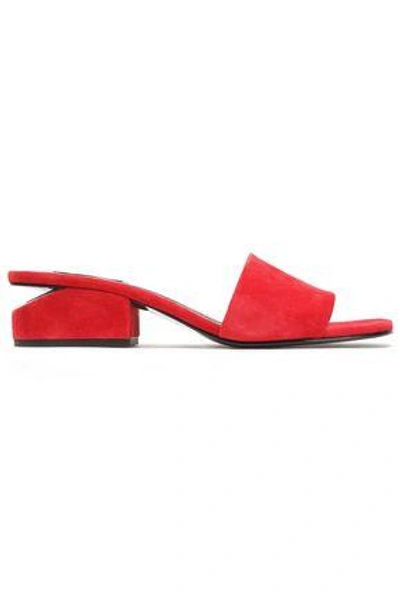 Shop Alexander Wang Woman Suede Mules Red