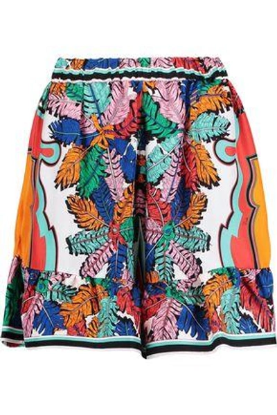 Shop Emilio Pucci Woman Ruffle-trimmed Printed Silk-twill Mini Skirt Multicolor