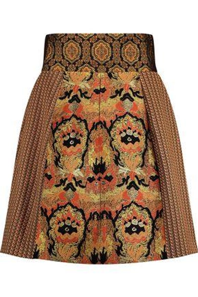 Shop Etro Jacquard Skirt In Gold