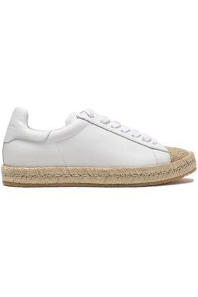 Shop Alexander Wang Woman Leather Espadrilles Sneakers White