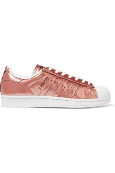 Shop Adidas Originals Woman Superstar Mirrored-leather Sneakers Copper